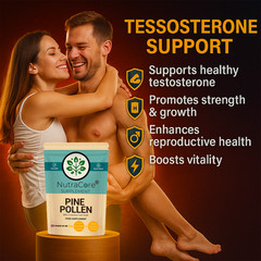 Pine Pollen Capsule, 8000mg-(99% Cracked Cell)-Testosterone & Sleep Aid-180Caps