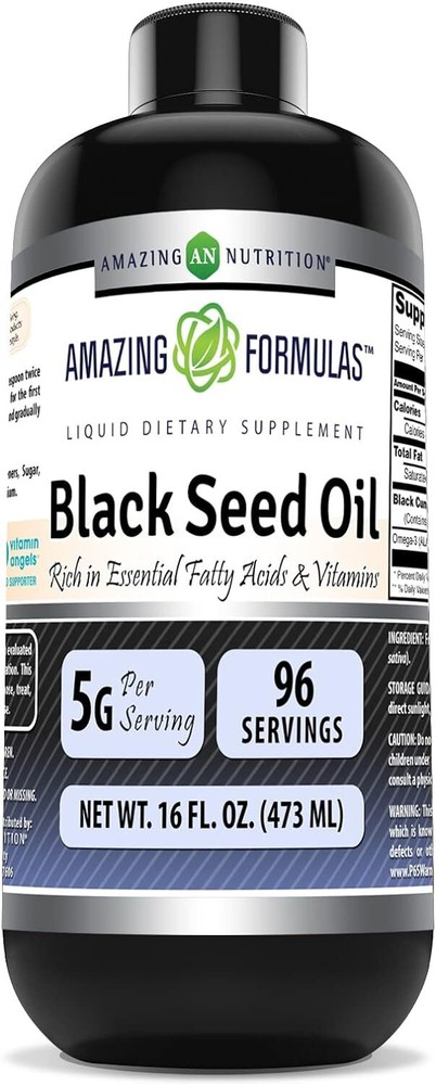 Amazing Formulas Black Seed Oil 16 Oz | Natural Cold Pressed Black Cumin Seed Oi