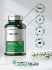Graviola Capsules 2000mg | 120 Count | Non-GMO, Gluten Free | by Horbaach