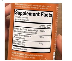 Ultra Supplements Turmeric 1500mg 95% Curcuminoids 220 Veg Capsules