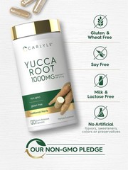 Yucca Root Capsules 1000mg | 120 Count | Non-GMO, Gluten Free | By Carlyle