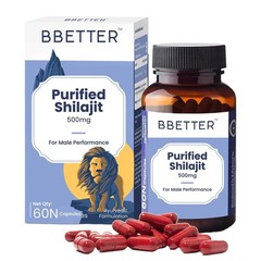 BBETTER Purified Shilajit 500mg | Lab Tested Shilajeet for Stamina 60 Cap a396