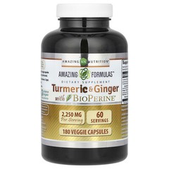 Turmeric & Ginger with BioPerine, 2,250 mg , 180 Veggie Capsules (750 mg per