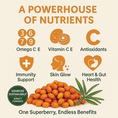Himalayan Sea Buckthorn Dry Berries 100gm for Skin, Immunity, Gut & Heart