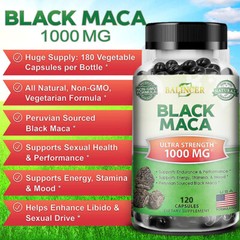 Black Maca Capsules, 1000mg, Enhance Sex Drive, Boost Performance 120 Capsules