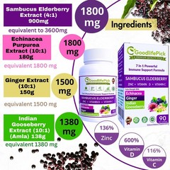 7 in 1 Elderberry with Zinc Echinacea, Vitamin C & D Ginger & Amla 90 Capsules