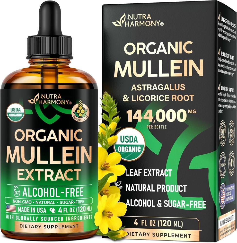 Mullein Drops for Lungs – USDA Organic Liquid – Mullein Leaf Extract