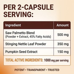 Saw Palmetto Supplement With Nettle And Pumpkin Seed Extract 30/60/120 Capsules