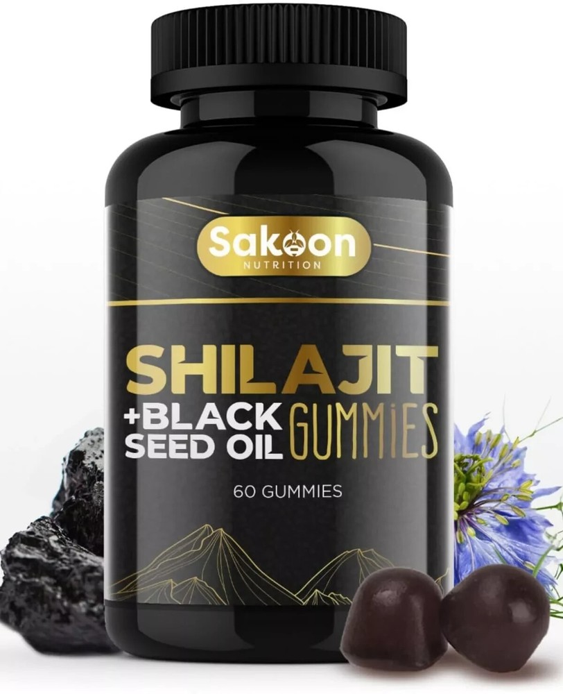 Pure Shilajit Gummies with Black Seed Oil – Energy Boost, Immune Support – 60Pcs