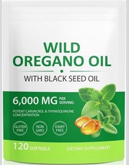 Oil of Oregano Softgels 6000mg, 120 Count | 2 in 1 Formulated with Black Seed Oi