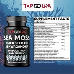 2 Pack Sea Moss Black Seed Oil Ashwagandha Burdock Root Turmeric 180 Capsules