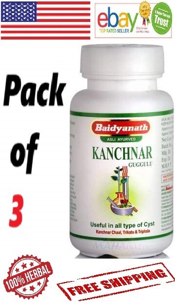 3x Baidyanath Kanchnar Guggulu 80 Tabs Each 100% Natural & Herbal (FREE SHIP)