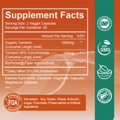 1950mg Turmeric Curcumin with Bioperine Black Pepper 10/60/120Capsules Non-GMO