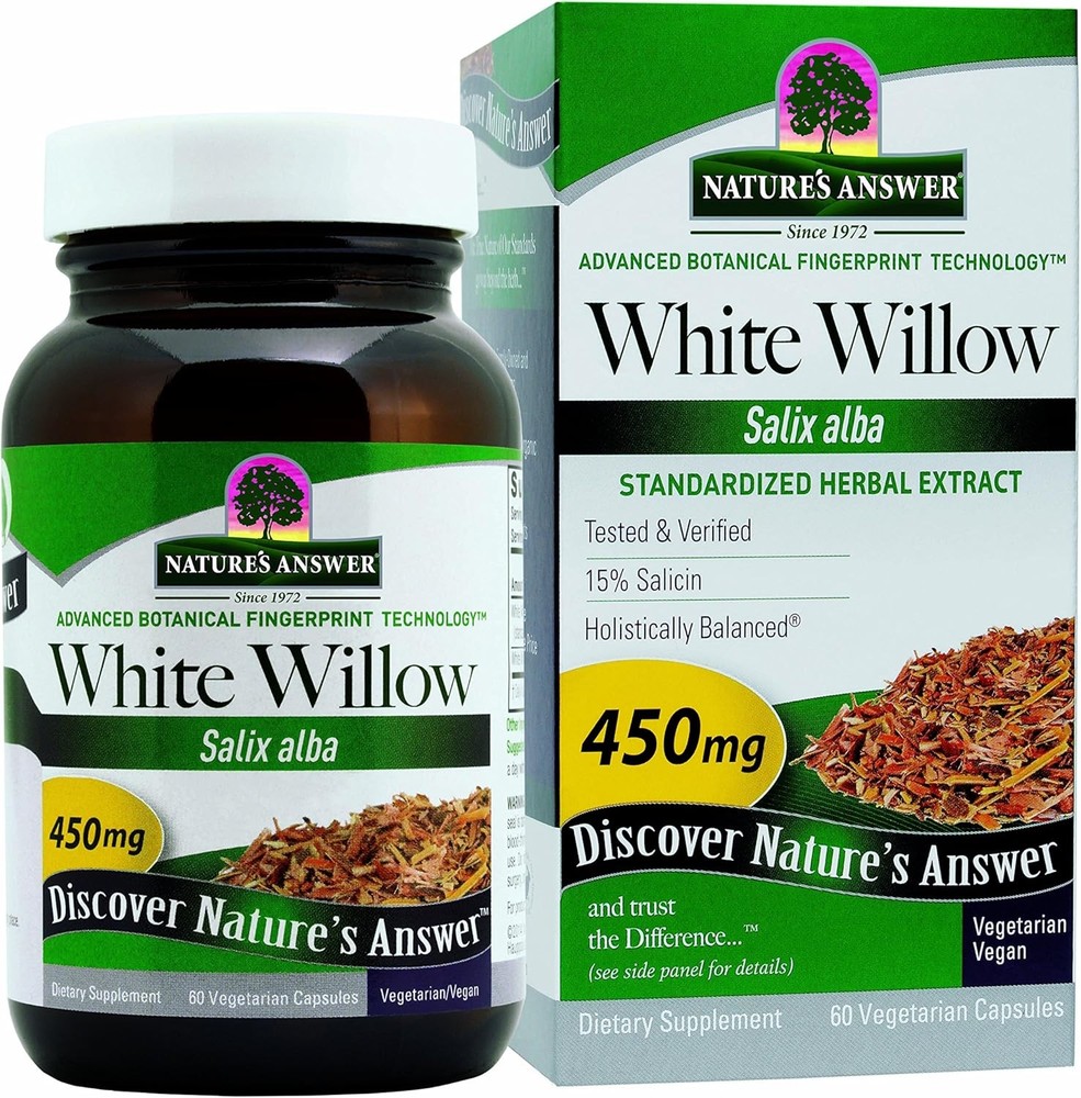 Nature’s Answer White Willow w/ Feverfew, 500 mg, 60 Vegetarian Caps – EXP: 9/27