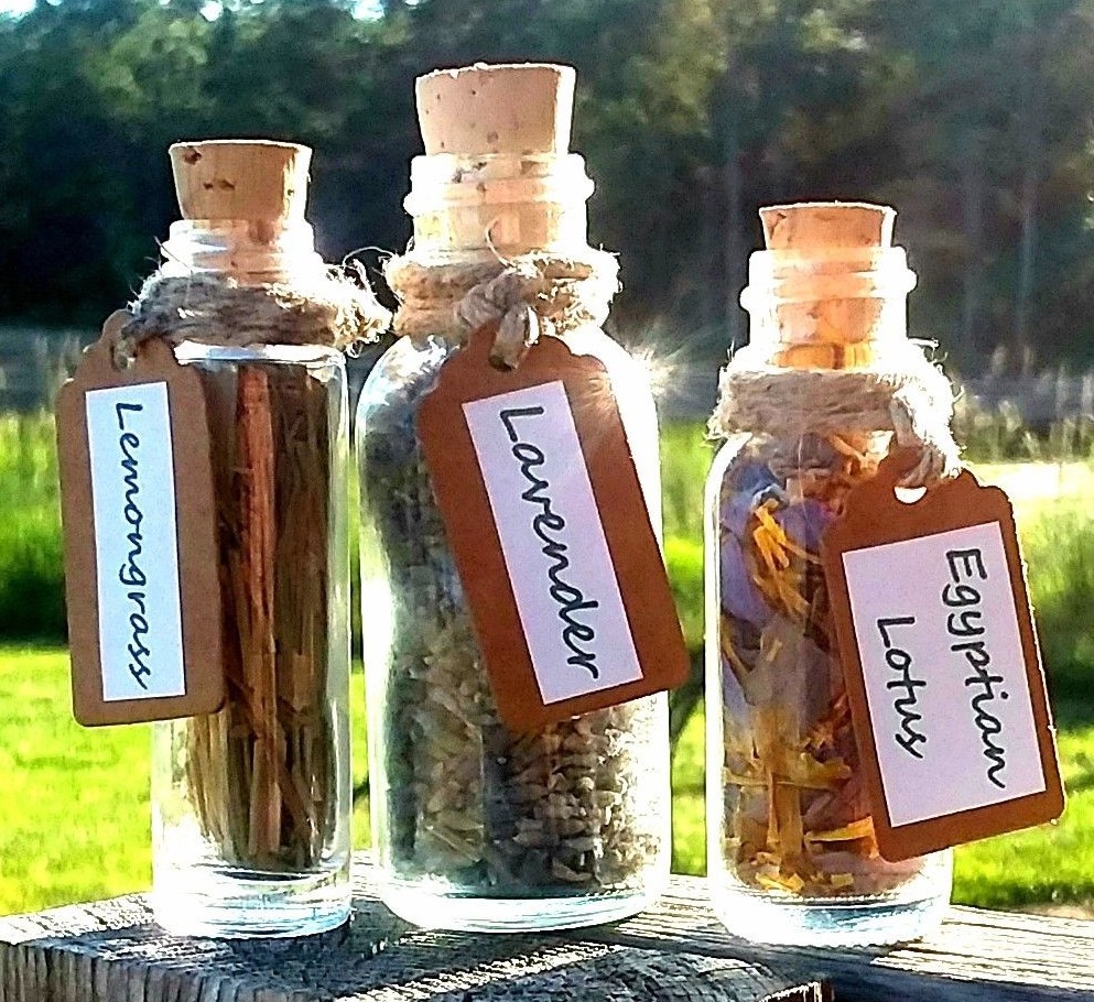 Herbs in Glass Cork Bottle Apothecary Vial Organic Yoga Herb Decor Gift Wicca