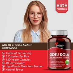 Organic Gotu Kola Powder Centella Asiatica 1500mg Capsules – Memory 120 Pills