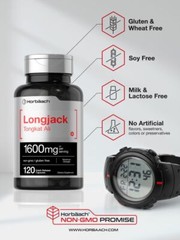 Longjack 1600 mg | 120 Capsules | Longifolia Root Extract | by Horbaach