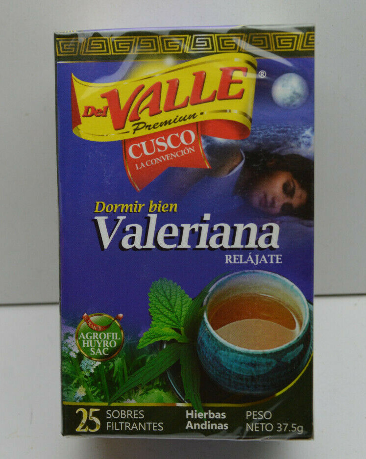 Del Valle Valeriana 25 Tea Bags. 100% Natural Premium Cusco – Peru 37.5g/1.32oz