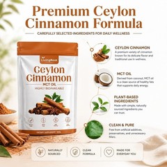 Organic Ceylon Cinnamon Powder with MCT Oil – Gluten Free, Non-GMO, 10.5oz