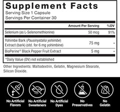 Yohimbine Supplement for Men, Yohimbe Bark Extract with Superior Absorption to E