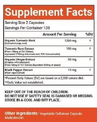 VitaCosmoX Turmeric Curcumin with Bioperine 1200mg 240 Veggie Capsules