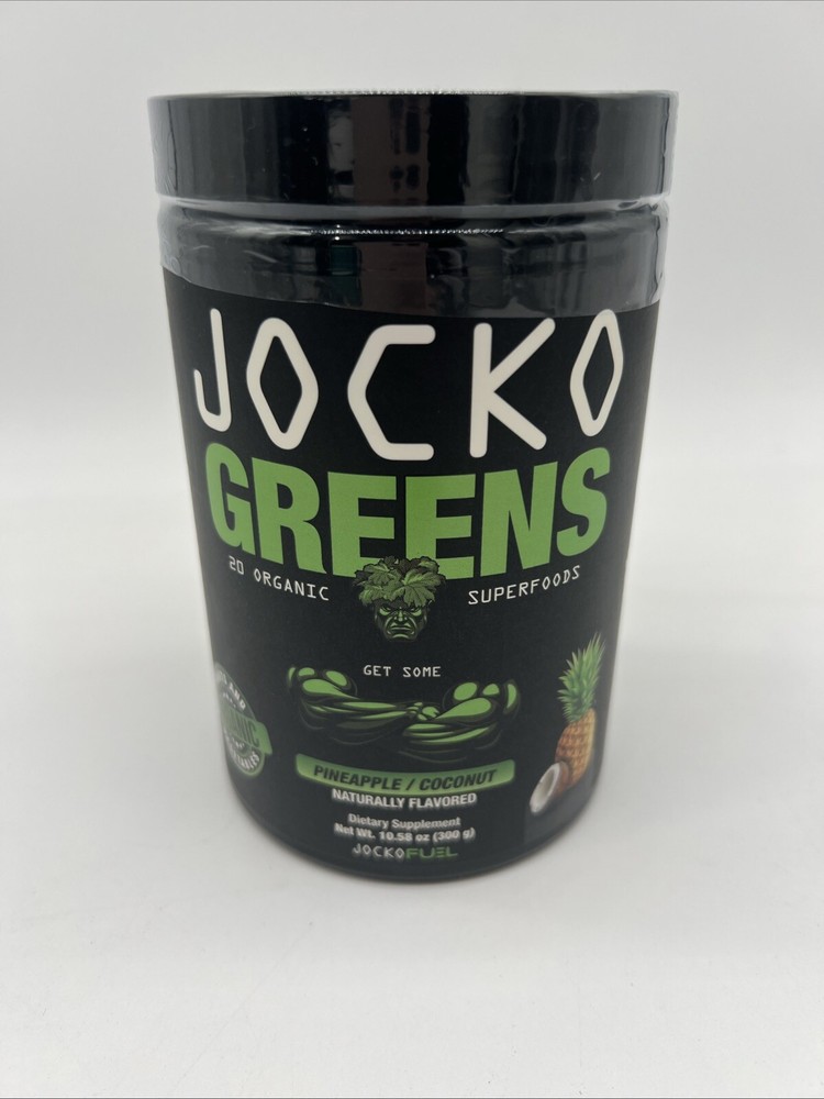 JOCKO GREENS Organic Superfood Powder Pineapple Coconut 10.58oz Exp 08/2026