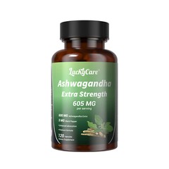Ashwagandha 600mg w/Black Pepper 5mg Extract Gluten Free Supplement 120 Caps Lot