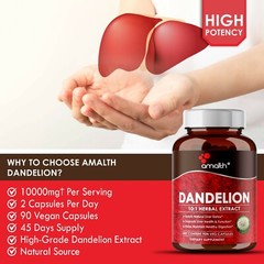 Dandelion Root Taraxacum Officinale 10000mg Capsule – 90 Pills Liver Supplement