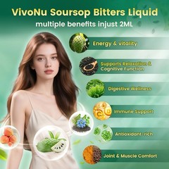 10-in-1 Soursop Bitters Liquid Drops 3000mg, Soursop Drops with Ashwagandha, Bla