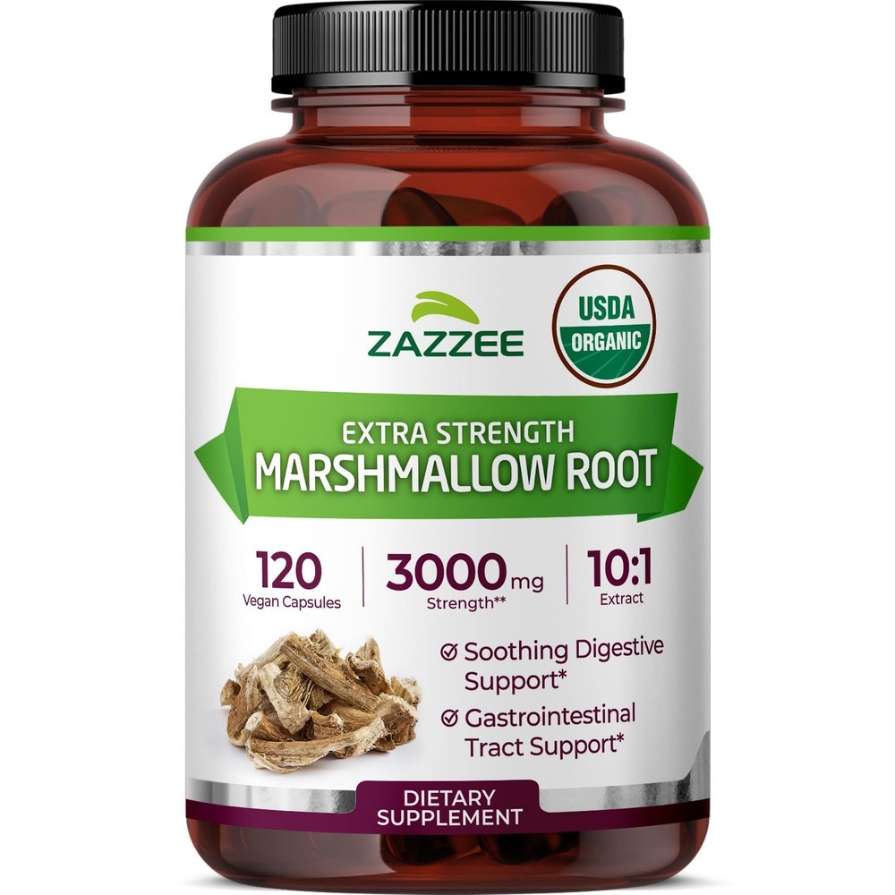 Zazzee USDA Organic Marshmallow Root 10:1 Extract, 120 120 Count (Pack of 1)