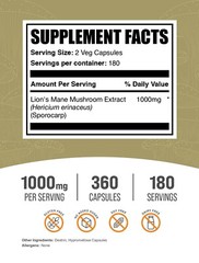 BulkSupplements Lion’s Mane Mushroom Extract 360 Capsules – 1g Per Serving