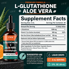 L-Glutathione + Aloe Vera Liquid Drops, 1200 mg L-Glutathione