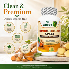 2 Bottles Turmeric Ginger Glucosamine Chondroitin MSM Black Pepper 200 Capsules