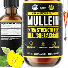 HERBIFY Mullein Drops – Lung Cleanse – Leaf Extract – Powerful Mullein for Immun