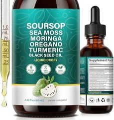 Soursop Bitters Liquid Drops, 10-in-1 with Sea Moss, Moringa, Turmeric, Black Se