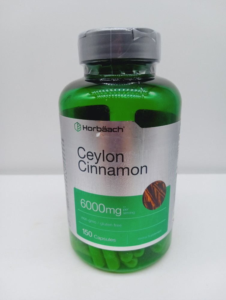 Ceylon Cinnamon Capsules 6000mg | 150 Count | Non-GMO Horbaach Exp 8/27