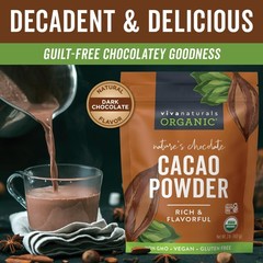 Organic Cacao Powder, Unsweetened, 2 lb (907 g) – Rich Dark Chocolate Flavor,…