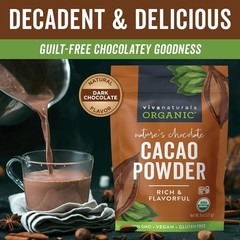 Rich Dark Chocolate Organic Cacao Powder 8 Oz – Perfect for Baking & Hot Drinks