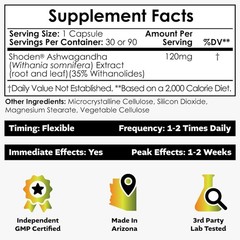 Shoden Ashwagandha Extract Capsules | 120mg | 30 Count | 30 Count (Pack of 1)