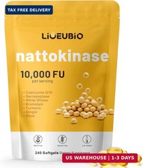 Nattokinase Supplement 10,000 FU, 9-in-1 Formula with Serrapeptase, Bromelain, C