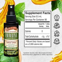 Barlean’s 2 Pack Olive Leaf Complex Throat Spray with Peppermint, Lemon, and …