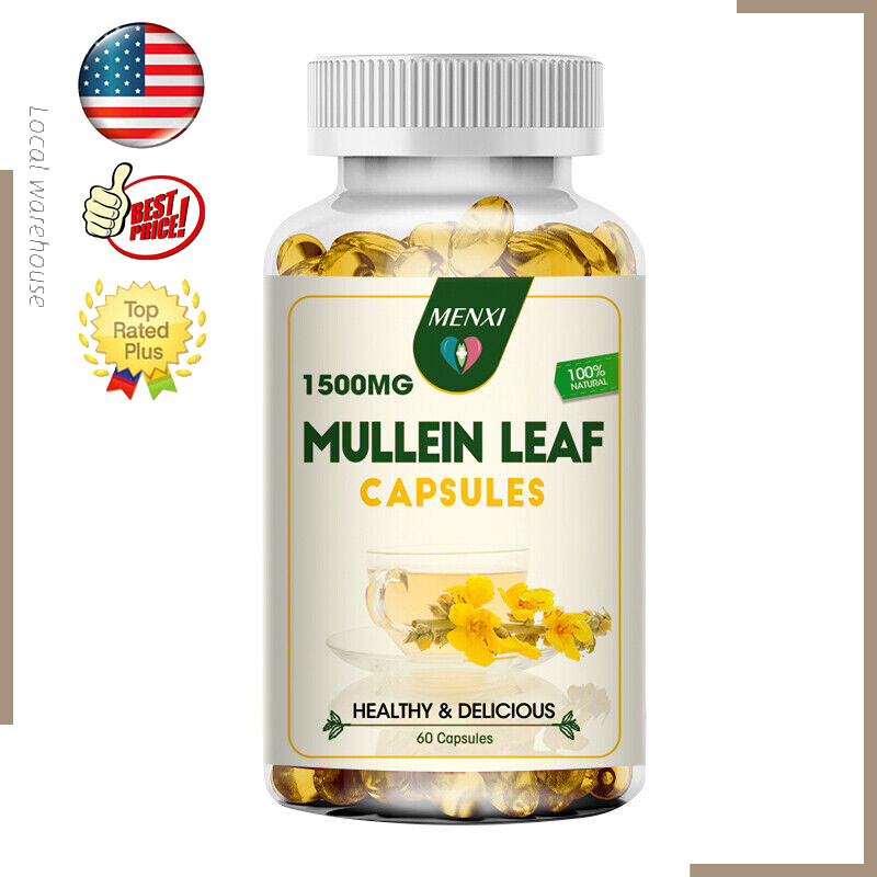 MENXI Mullein Leaf 60Capsules Support Respiratory,Lung Cleaning & Detoxification