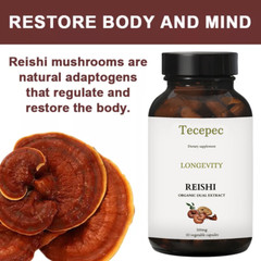 Reishi Mushroom Extract 500mg Pure Organic Strong Capsules (Ganoderma Lucidum)
