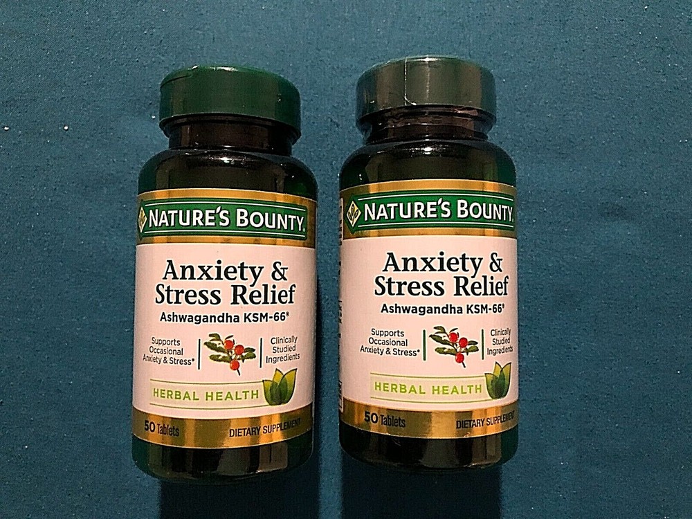 (2) New Bottles Nature’s Bounty Anxiety & Stress Relief Ashwagandha Tablets