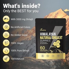 Himalayan Shilajit Gummies 3000mg, Ashwagandha, Fulvic Acid, 60 Count