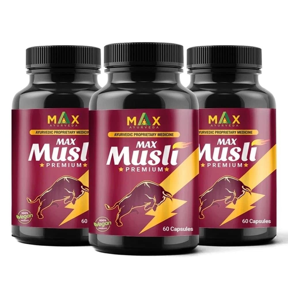 Max Ayurveda Max Musli Premium Capsules, 60 Capsules Each Set Of 3 H379