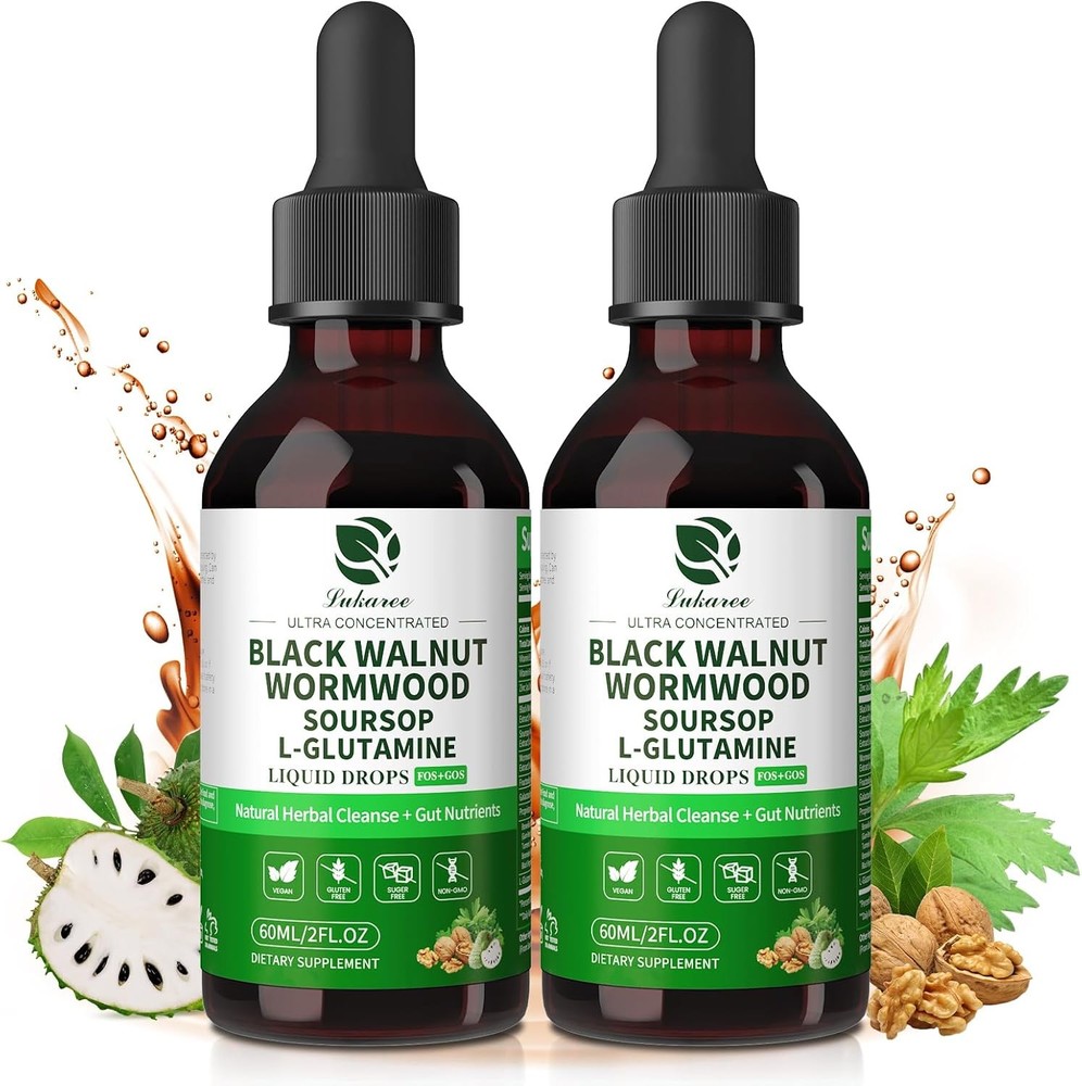 2Pack Cleanse Parasite Detox Tincture Wormwood, Soursop Black Walnut Hull,Clove