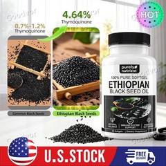 Ethiopian Black Seed Oil Softgels |4.64% Thymoquinone |Gluten-Free, 60 capsules
