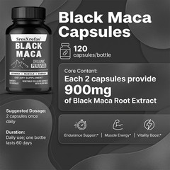 Peruvian Black Maca Of Natural Energy Booster For Men Women 30/60/120 Capsules