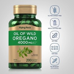 Oregano Oil Capsules | 200 Softgel Pills | 4000mg | Non-GMO | by Piping Rock